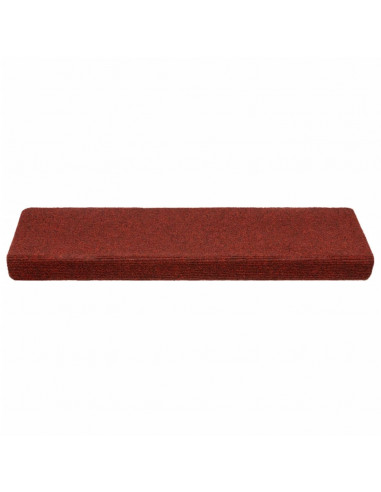 Tappetini per Scale Tessuto Agugliato 10 pz 65x21x4 cm Bordeaux