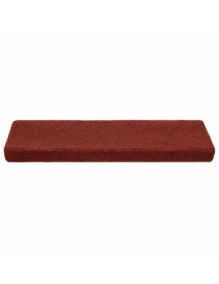 Tappetini per Scale Tessuto Agugliato 10 pz 65x21x4 cm Bordeaux