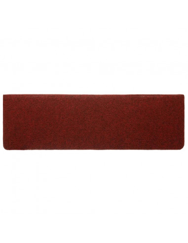 Tappetini per Scale Tessuto Agugliato 10 pz 65x21x4 cm Bordeaux