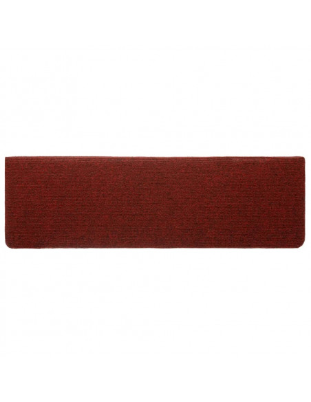 Tappetini per Scale Tessuto Agugliato 10 pz 65x21x4 cm Bordeaux