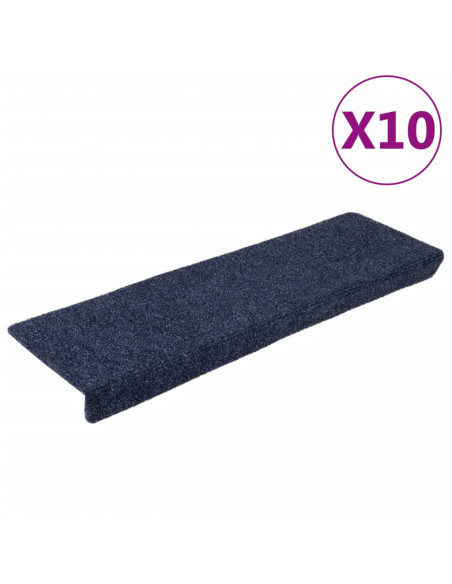 Tappetini per Scale 10 pz Antracite 65x21x4cm Tessuto Agugliato