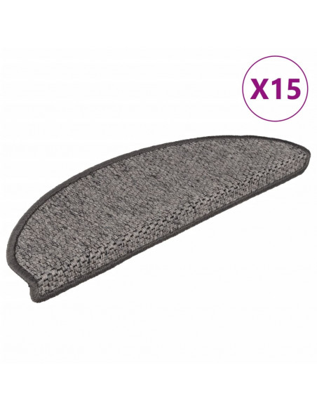 Tappeti Autoadesivi Scale Aspetto Sisal 15 pz 65x21x4 Antracite