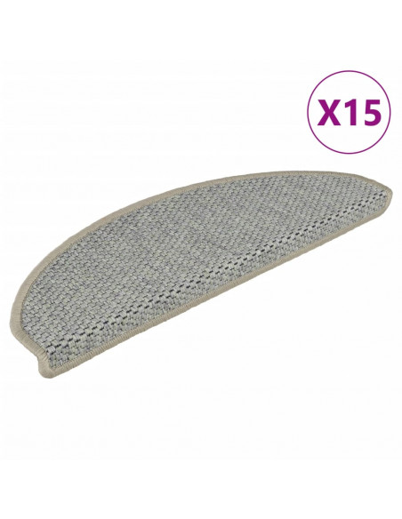 Tappeti Autoadesivi Scale Aspetto Sisal 15 pz 65x21x4 cm Grigi