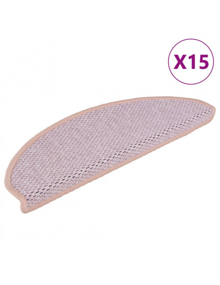 Tappeti Autoadesivi Scale Aspetto Sisal 15 pz 65x21x4 cm Rossi