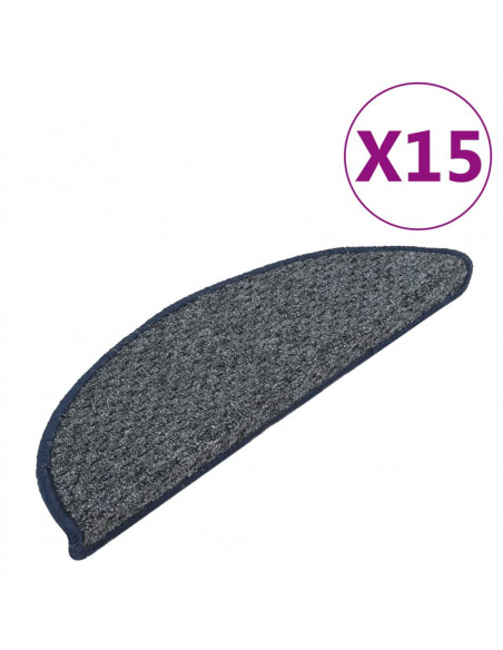 Tappetini per Scale 15 pz Blu Scuro 56x17x3 cm