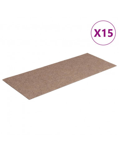 Tappeti Adesivi Rettangolari per Scale 15 pz 60x25 cm Nocciola
