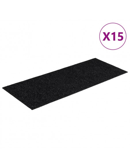 Tappeti Adesivi Rettangolari per Scale 15 pz 60x25 cm Neri