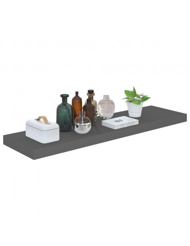 Scaffali a Parete 4 pz Grigio Lucido 90x23,5x3,8 cm in MDF