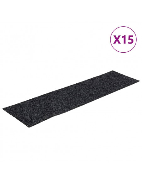 Tappeti Adesivi Rettangolari per Scale 15 pz 76x20 cm Grigio