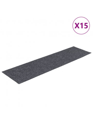 Tappeti Adesivi Rettangolari Scale 15 pz 76x20 cm Grigio Chiaro