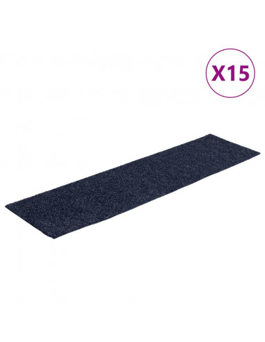 Tappeti Adesivi Rettangolari per Scale 15 pz 76x20cm Blu Grigio