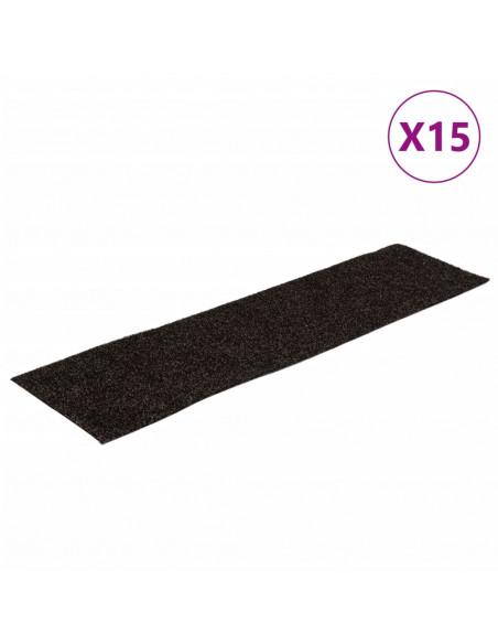 Tappeti Adesivi Rettangolari per Scale 15 pz 76x20 cm Marroni