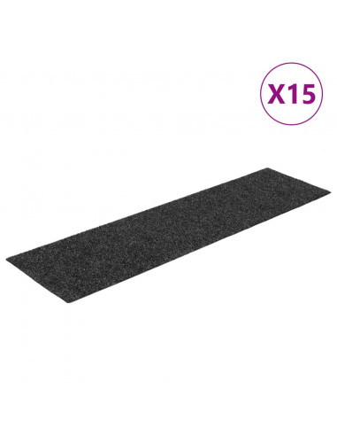 Tappetini Autoadesivi per Scale 15 pz 76x20 cm Antracite