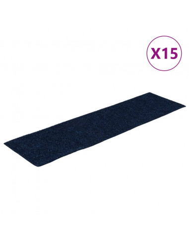 Tappeti Adesivi Rettangolari per Scale 15 pz 76x20 cm Blu