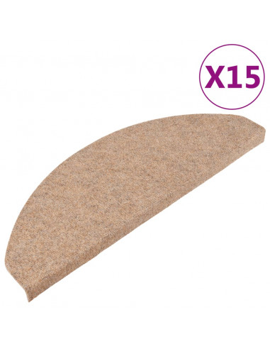 Tappetini Autoadesivi per Scale 15 pz 65x22,5x3,5 cm Beige