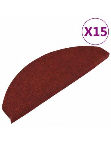 Tappetini Autoadesivi per Scale 15 pz 65x22,5x3,5 cm Rossi