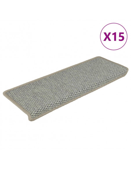 Tappeti Autoadesivi Scale Aspetto Sisal 15 pz 65x21x4 cm Grigi