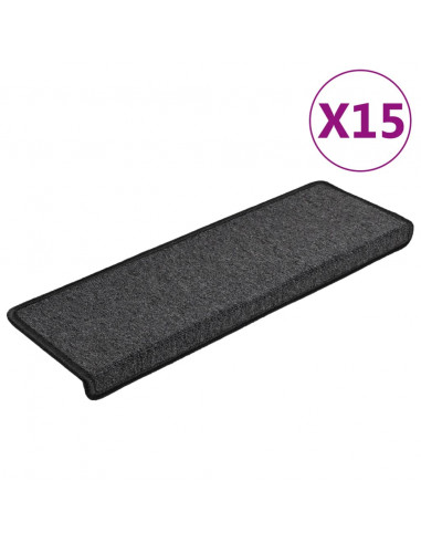 Tappetini per Scale 15 pz 65x21x4 cm Antracite