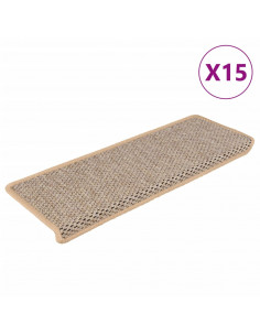 Tappeti Adesivi Scale Aspetto Sisal 15pz 65x21x4cm Beige Chiaro 2