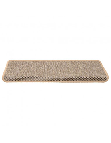 Tappeti Adesivi Scale Aspetto Sisal 15pz 65x21x4cm Beige Chiaro