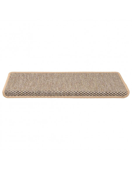 Tappeti Adesivi Scale Aspetto Sisal 15pz 65x21x4cm Beige Chiaro