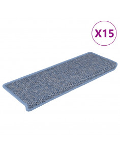 Tappeti Autoadesivi Scale Aspetto Sisal 15 pz 65x21x4 cm Blu 2