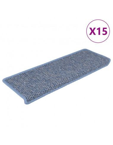 Tappeti Autoadesivi Scale Aspetto Sisal 15 pz 65x21x4 cm Blu