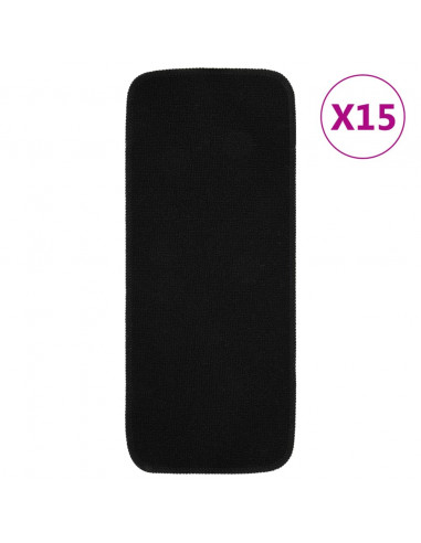 Tappetini per Scale 15 pz 60x25cm Neri Antiscivolo Rettangolari