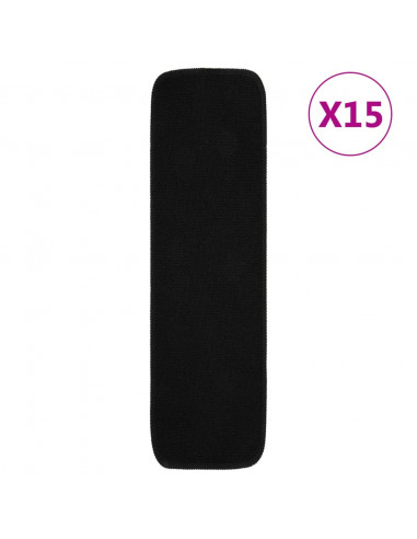 Tappetini per Scale Antiscivolo 15 pz 75x20cm Neri Rettangolari