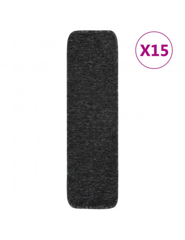 Tappetini per Scale 15 pz 75x20 cm Antracite Antiscivolo
