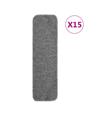 Tappetini Scale Antiscivolo 15 pz 75x20 cm Grigi Rettangolari