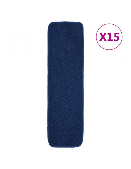 Tappetini per Scale 15 pz 75x20 cm Blu Antiscivolo Rettangolari