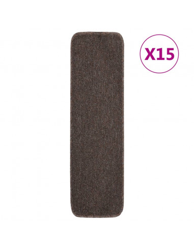 Tappetini Scale Antiscivolo 15 pz 75x20 cm Marroni Rettangolari