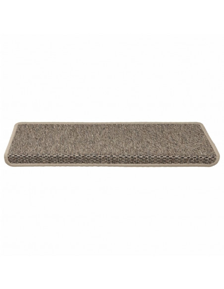 Tappeti Adesivi Scale Aspetto Sisal 15 pz 65x21x4cm Beige Scuro