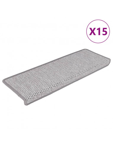 Tappeti Autoadesivi Scale Aspetto Sisal 15 pz 65x21x4 cm Beige