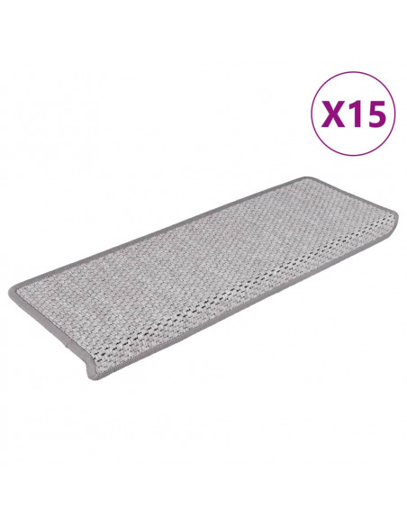 Tappeti Autoadesivi Scale Aspetto Sisal 15 pz 65x21x4 cm Beige