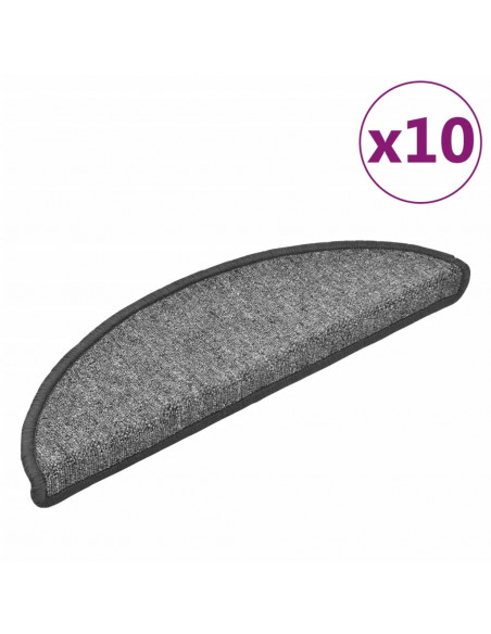 Tappetini per Scale 10 pz 56x17x3 cm Grigio Scuro