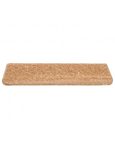 Tappetini per scale 10 pz 65x21x4 cm Beige Bordo rettangolare