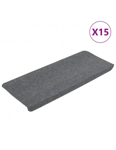 Tappetini Autoadesivi per Scale 15 pz 65x24,5x3,5 cm Grigio