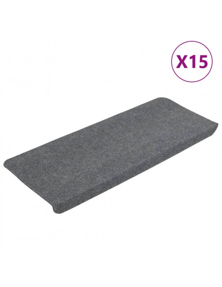 Tappetini Autoadesivi per Scale 15 pz 65x24,5x3,5 cm Grigio