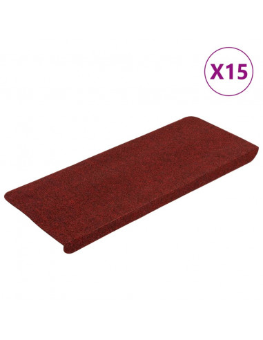 Tappetini Autoadesivi per Scale 15 pz 65x24,5x3,5 cm Rosso