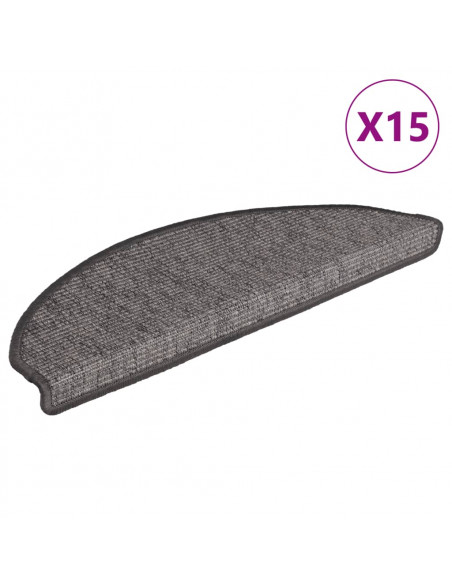 Tappetini Autoadesivi per Scale 15 pz Grigi e Beige 65x21x4 cm