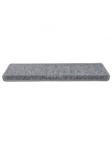 Tappetini per scale 15 pz 65x21x4 cm Grigio chiaro Bordo rettangolare