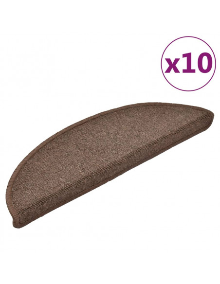 Tappetini per Scale 10 pz 56x17x3 cm Marrone Caffè
