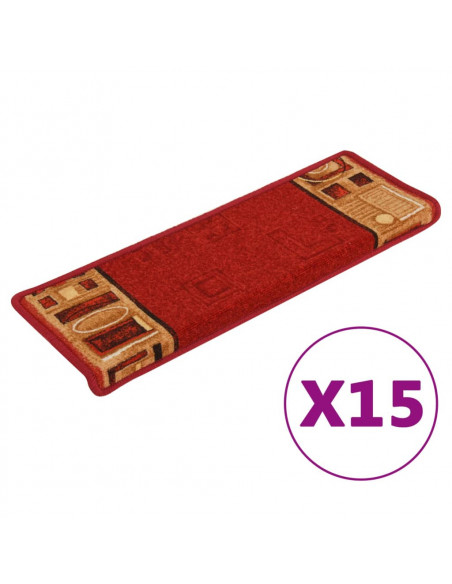 Tappetini Autoadesivi per Scale 15 pz 65x21x4 cm Rossi