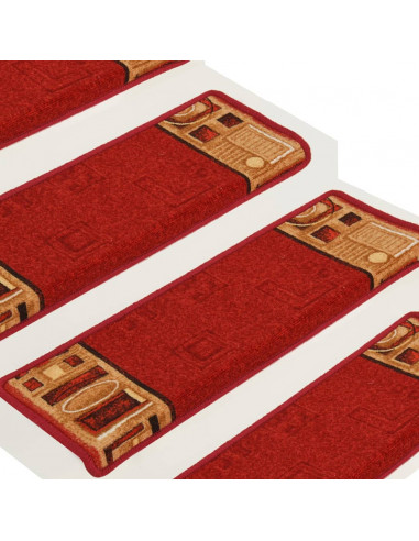 Tappetini Autoadesivi per Scale 15 pz 65x21x4 cm Rossi