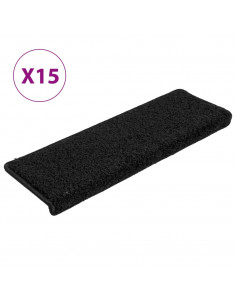 Tappetini per Scale in Moquette 15 pz 65x21x4 cm Neri 2