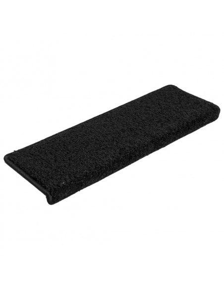 Tappetini per Scale in Moquette 15 pz 65x21x4 cm Neri