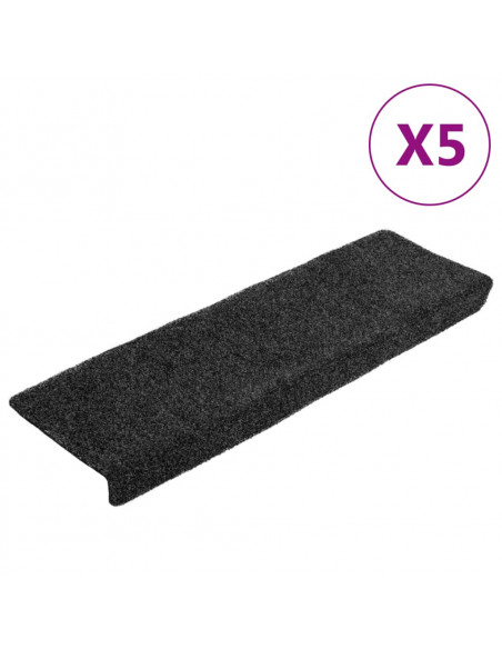Tappetini per Scale Tessuto Agugliato 5 pz 65x21x4 cm Grigi