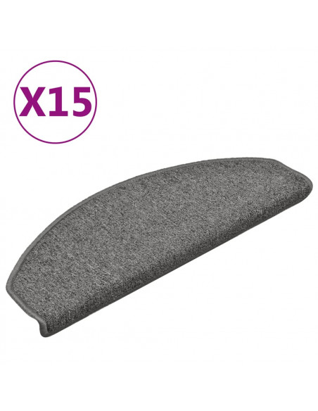 Tappetini per Scale 15 pz Grigio Scuro 65x24x4 cm